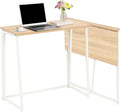 FurnitureR Folding Desk 31.5 Inches Foldable Simple Laptop Table Space Saving Computer Study Desk Compact Writing Workstation for Small Space Light Oak