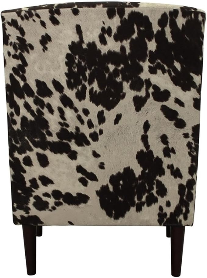 Pemberly Row Rolled Arm Lounge Chair 35 H x 28 W x 30 D Fabric Cowprint Design Cowhide Brown Finish Contemporary Accent Chair for Living Room or Bedroom
