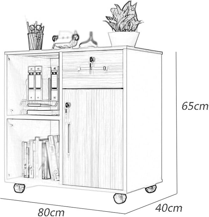 Mobile Locking File Cabinet Office Storage Cabinets for Documents Printer Data Secure Space Saving Filing(A)