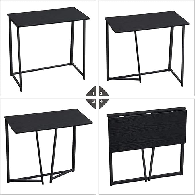 Homy Casa 31.5 Home Office Foldable Desk Space-Saving Study-Workstation for Small Spaces Ideal for Dorm Living Room and Bedroom (Black)