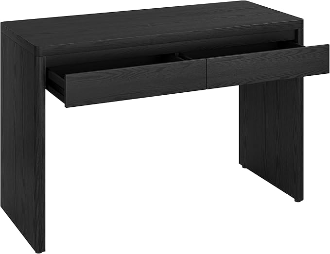 Henn&ampHart 48 Modern Rectangular Wooden Home Office Desk Computer Desk Writing Table with 2 Storage Drawers for Home Office Natural Black