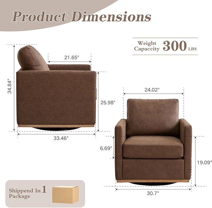 Mlmh &amp Kngwa 30.7 Swivel Accent Chairs Set of 2 Upholstered Accent Chair Modern Faux Leather Swivel Chair for Living Room Bedroom Coffee