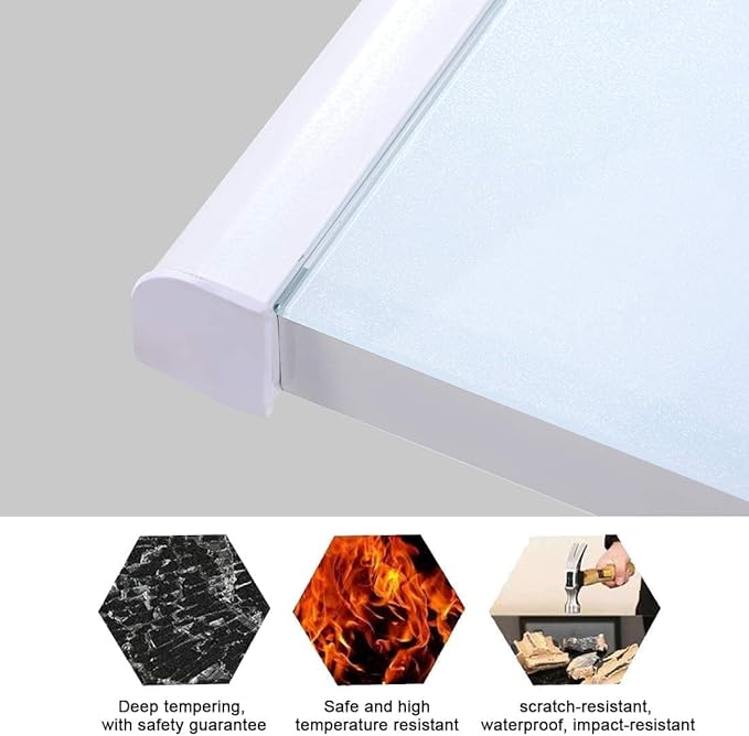 BINGTOO 55.1 Glass Top Computer Desk with Metal Frame - Modern Simple Workstation for Home Office Gaming Writing Study &amp Work White