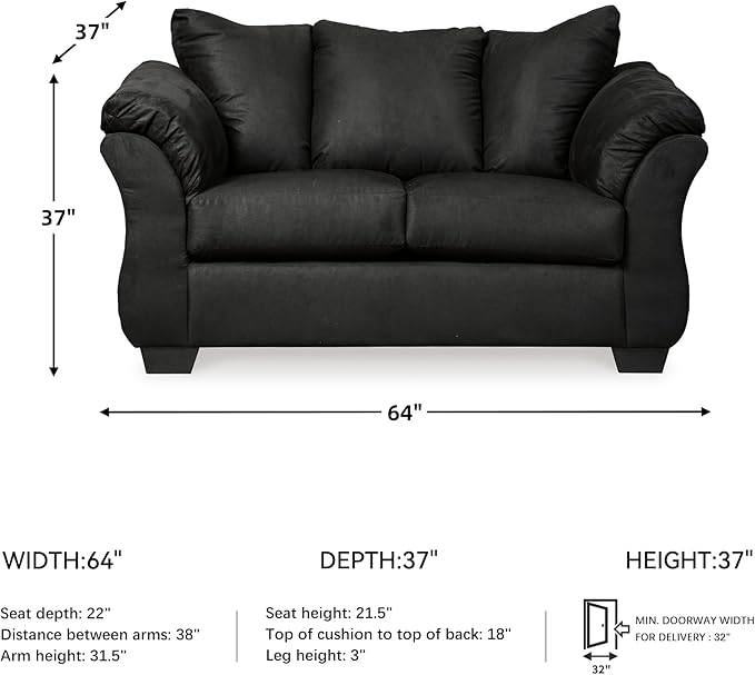 Signature Design by Ashley Darcy Casual Plush Loveseat Black
