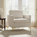 Velvet Accent Chair Modern Accent Chair with Gold Metal Legs Upholstered Reading Armchair Small Sofa Chair for Living Room Bedroom Office (Beige)