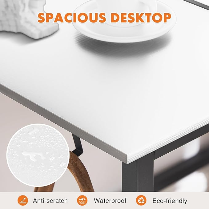 Sweetcrispy Computer Small Office Desk 32 Inch Kids Student Study Writing Work with Storage Bag &amp Headphone Hooks Modern Simple Home Bedroom Table - White