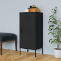 Metal Storage Cabinet with Single Doors and 2 Adjustable Shelves Steel Garage Storage Cabinet File Cabinet Counter Cabinet for Home Office Garage Gym School 16.7x13.8x40 Black -AA