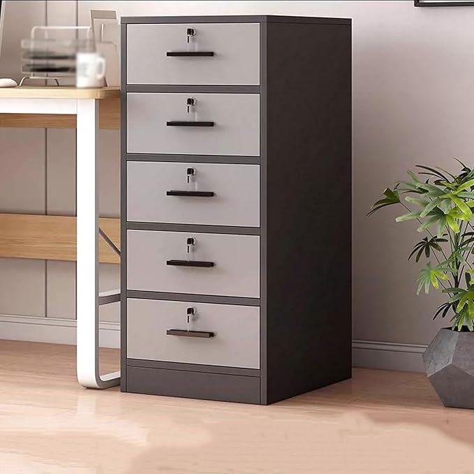 5 Drawer File Cabinet Floor Storage Cabinet with Lock Low Cabinet Drawer Office Cabinet Data Cabinet Under Desk Storage