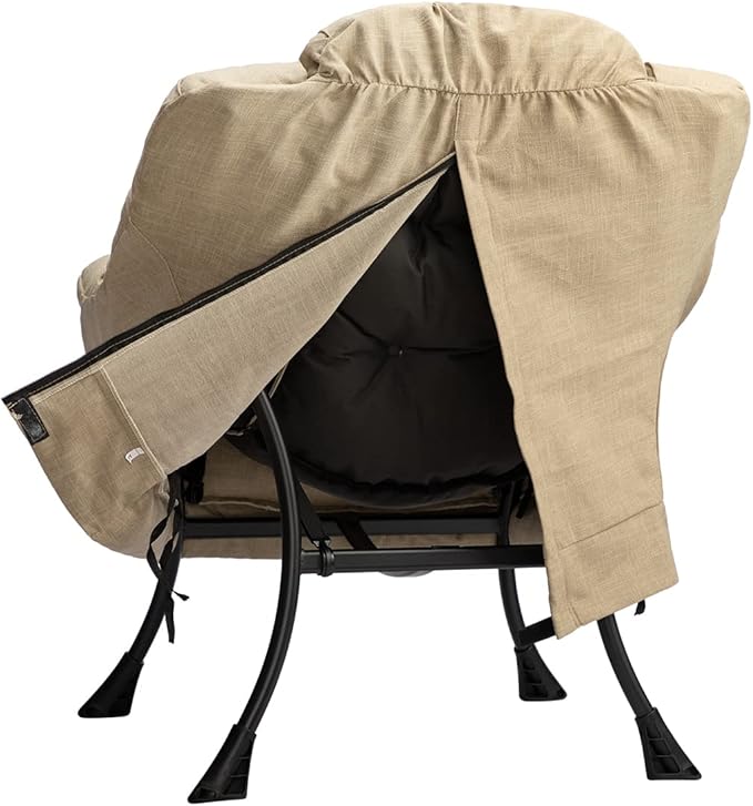 HollyHOME Lazy Chair with Armrest and Side Pocket Comfy Accent Lounge ChairLeisure Sofa Armchair for Living Room Bedroom Dorm or Small Spaces Oversized Reading Sofa ChairCotton-Linen Tan