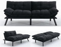 Anwick Futon Sofa Bed Velvet Convertible Futon Sleeper Couch 71 Sleeper Sofa Bed with Adjustable Backrest Modern Loveseat Couch for Compact Living Room Apartment Office (Black-New)
