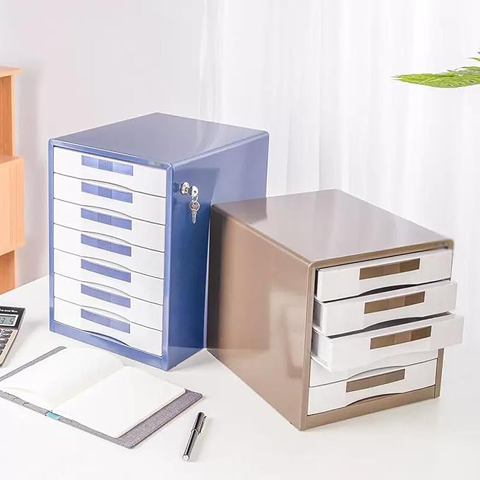 File Cabinet 7-Shelf Metal Desktop Filing Cabinet Locking 7-Shelf File Cabinet Office Data Organiser Storage Boxes (Color : B)