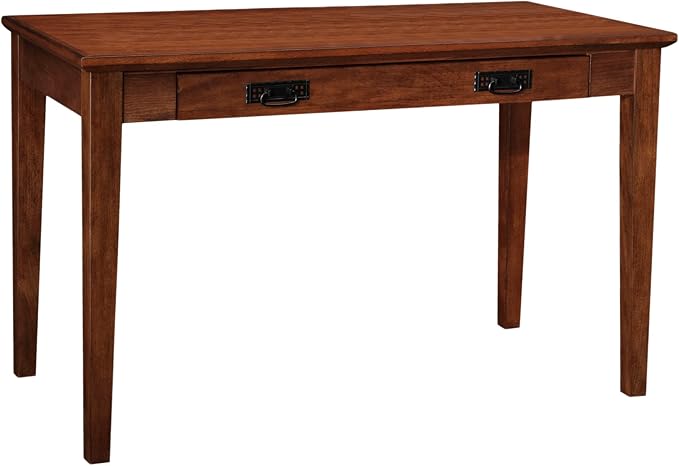Leick Home 82400 Mission Writing Computer Desk with Drop Front Keyboard Drawer for Home Office Solid Wood Mission Oak