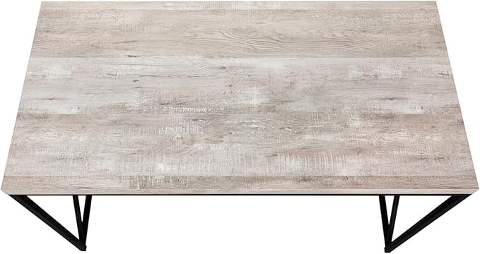 Contemporary Home Office Desk - Taupe Laminate &amp Black Metal Base - Laptop Desk for Small Spaces