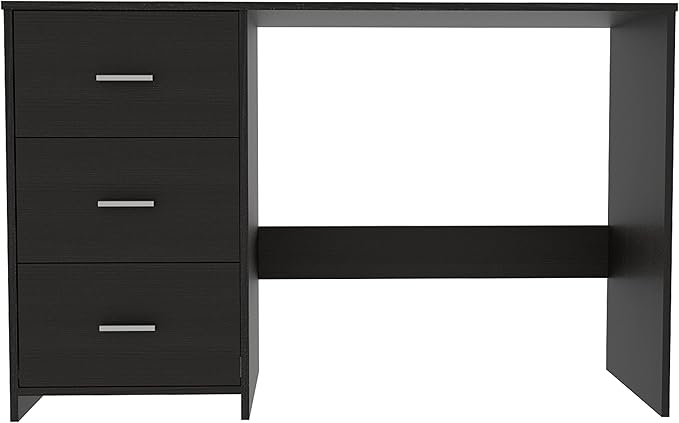 Classic 3 Drawers Writing Work Study Desk with Two Shelves for Home Office Living Room 17 72''W X 17 72''D Black