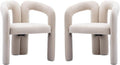 Set of 2 Contemporary Velvet Fabric Upholstered Accent/Dining Chairs Barrel Side Chairs for Kitchen and Living Room (Beige Velvet)