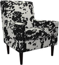 Pemberly Row Traditional Fabric Arm Chair 35 H x 28 W x 30 D Cowhide Black Finish Padded Seat Durable Construction Classic Accent Chair for Living Room or Bedroom Use