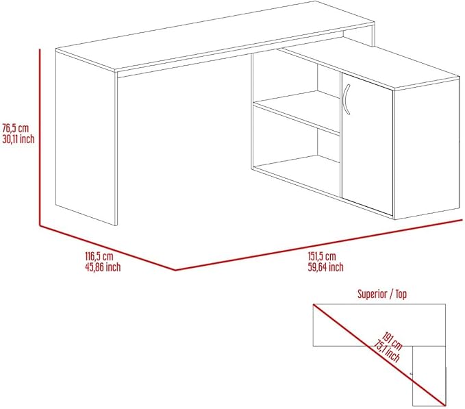 L-Shaped Desk with Storage Dark Brown - Spacious Workspace for Home Office