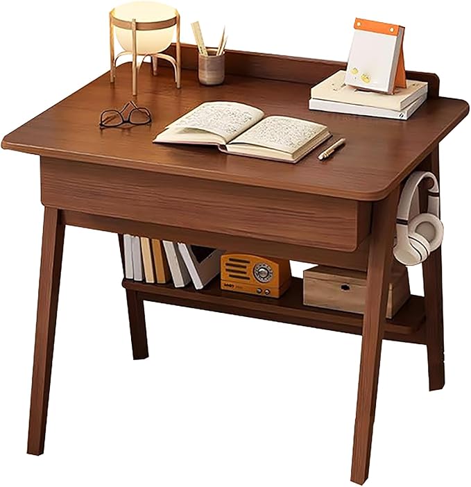Scandinavian Solid Wood DeskSmall Home Office Desk with Drawers and ShelvesWriting Desk WorkstationContemporary Computer Desk Study Desk Table