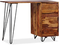 Wooden Writing Computer Desk with 1 Drawer and 1 Cabinet Home Office Desk Writing Study Table PC Desk Workstation for Bedroom Solid Sheesham Wood 43.3 x 17.7 x 29.9