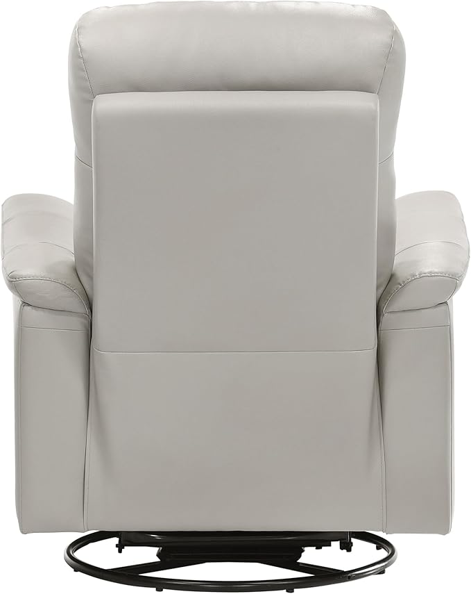 Lexicon Swivel Glider Recliner Chair Comfy Nursery Glider Top Grain Leather Match Recliner Manual Reclining Chair for Living Room/Office/Apartment Silver