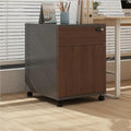 Mobile File Cabinet Under Desk 2-Tier Rolling Filing Cabinet with Lock Vertical Wood Locking Cabinet Storage Drawers for Home Office Living Room(Brown)