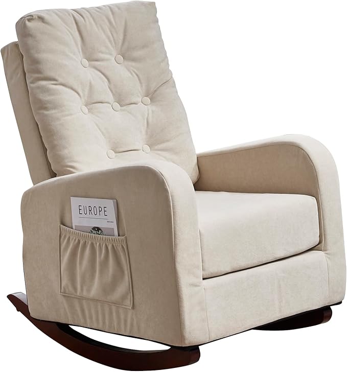 Accent Chair TV Chair Living Room Chair Lazy Recliner Comfortable Fabric Leisure SofaModern High Back Armchair (Beige)