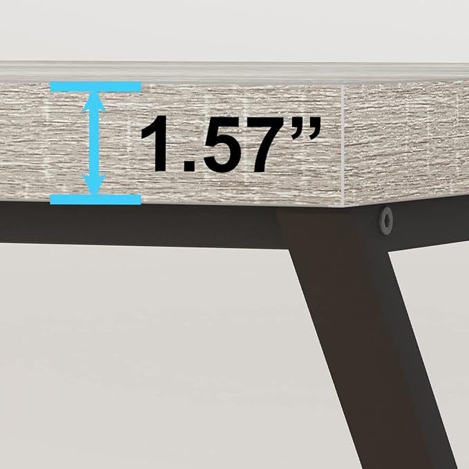 IBF Gray Computer Desk Industrial 60” Work Desk for Writing Study Simple Wooden Metal Executive Home Office Desk Modern Pc Gaming Laptop Workstation Computer Table in Bedroom Light Grey Oak