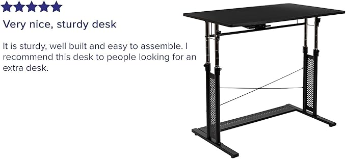 Flash Furniture Fairway Height Adjustable (27.25-35.75H) Sit to Stand Home Office Desk - Black