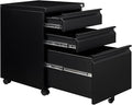 FLEXISPOT 3-Drawer Mobile File Cabinet for Home Office - Under Desk Storage Locking Keys Organizer for Legal/Letter/A4 Files Black