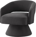 Swivel Barrel Chair Velvet Round Upholstered Accent ChairsLounge Chair with Open Backrest 360 Degree Comfy Single Sofa Dresser Chair for Living Room Hotel Bedroom Office (Dark Gray)