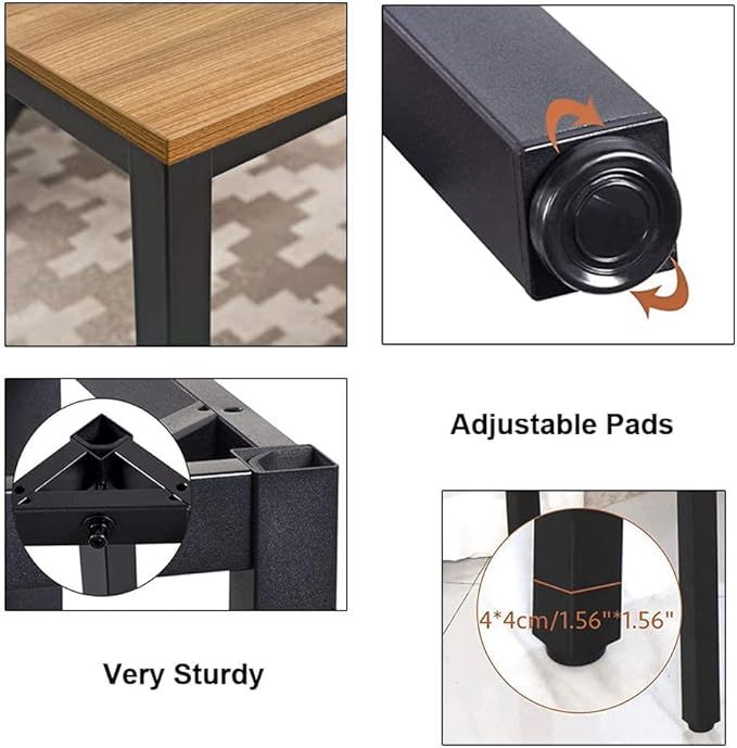 BIBOC 24X55 inches Computer Desk/Dining Table Office Desk Composite Wood Board Sturdy Writing Workstation for Home Office Walnut and Black Legs