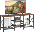 TV Stand for 55 Inch TV Entertainment Center with 3-Tier Open Shelves TV Console Table for Living Room Bedroom Rustic Brown