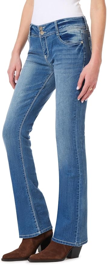WallFlower Luscious Curvy Bootcut Jeans for Women Mid-Rise Insta Stretch Denim Size-Inclusive Juniors Jeans