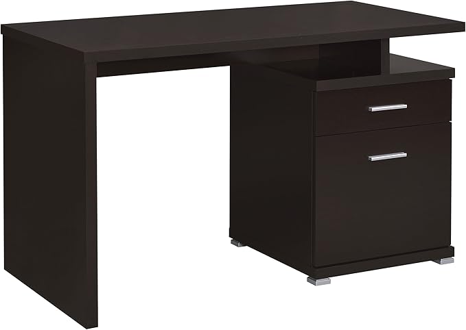 Coaster Home Furnishings - Irving - Engineered Wood - 47-Inch 2-Drawer Computer Desk with File Cabinet Rectangular Desk with Smooth Top and Plastic Glides - Home Office - Cappuccino - 800109