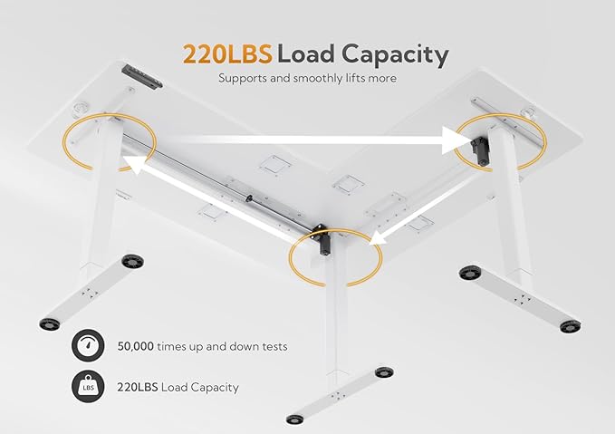 Claiks L Shaped Standing Desk Adjustable Height Dual Motor Electric Corner Standing Desk 63x55 inch Sit Stand up Desk with Splice Board White