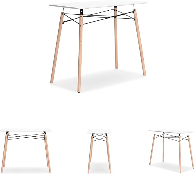 Signature Design by Ashley Jaspeni Industrial Home Office Desk Painted White Top Black Metal Framework Wood 36 W x 18 D x 29.75 H White &amp Light Brown