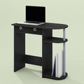 Ipoh Home Computer Desk 32 Inch Writing Desk Study Desk with Side Shelves and Bin Storage for Home Office Study Room Black/Grey