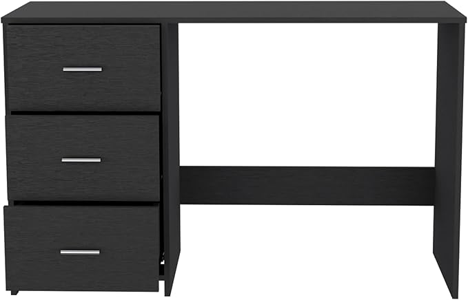 Stylish 3 Drawer Black Writing Desk for Home Office &amp Remote Learning