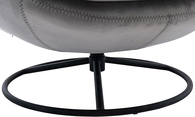 Velvet Swivel Accent Chair with Ottoman Set Modern Lounge Chair with Footrest Comfy Armchair with 360 Degree Swiveling for Living Room Bedroom Reading Room Home Office Metal Base Frame Black
