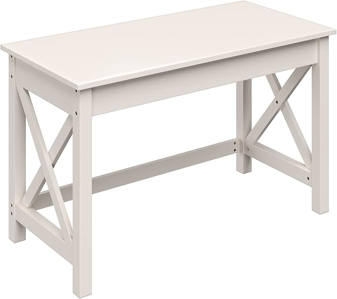 Writing Desk - Work Desk with X-Pattern Legs - for Office Bedroom Computer or Craft Table - Home Office Desks by Lavish Home (White)