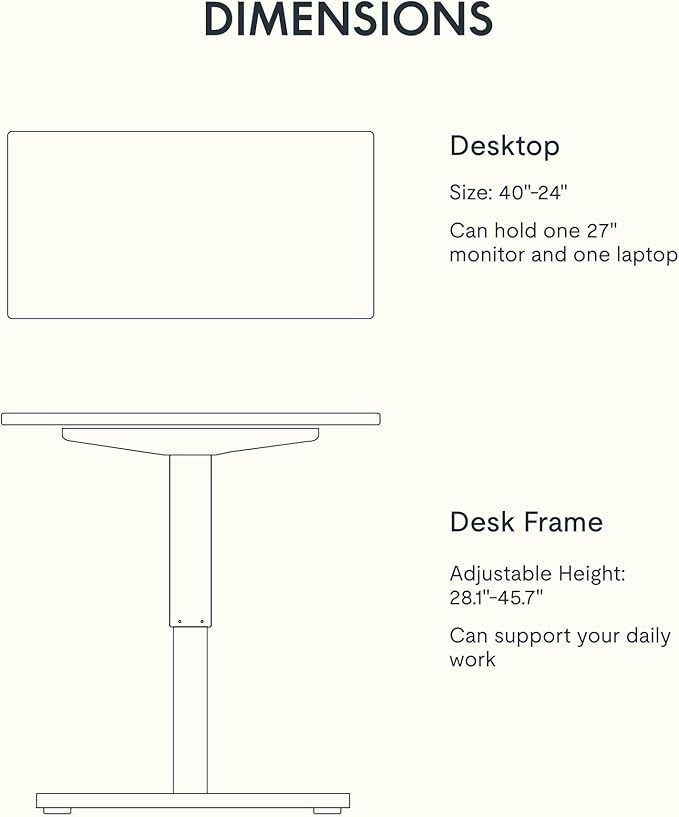 FLEXISPOT EN1 One-Piece Standing Desk with 1-Inch Thick Desktop 40x24 Electric Height Adjustable Desk for Home Office &amp Multi-Device Workstations Maple