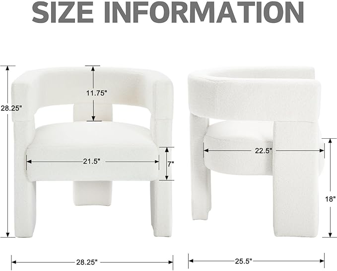 ROCTY White Sherpa Barrel Accent Chairs Set of 2 Upholstered Side Chairs with Arm for Living Room Bedroom Reading