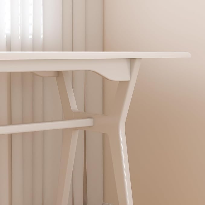 Solid Wood Study Desk - 71 Double Long Computer Table for Home Office 2-Person PC Workstation White