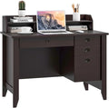GOFLAME 48” Computer Desk with Hutch Vintage Home Office Desk with Storage Drawers &amp Shelves Space Saving Laptop PC Table Wooden Study Writing Workstation Brown