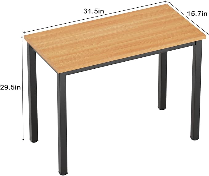 Need 31 Inch Small Computer Desk Modern Simple Style Writing Desk for Home Office Basic PC Work Desk with Black Metal Frame Teak