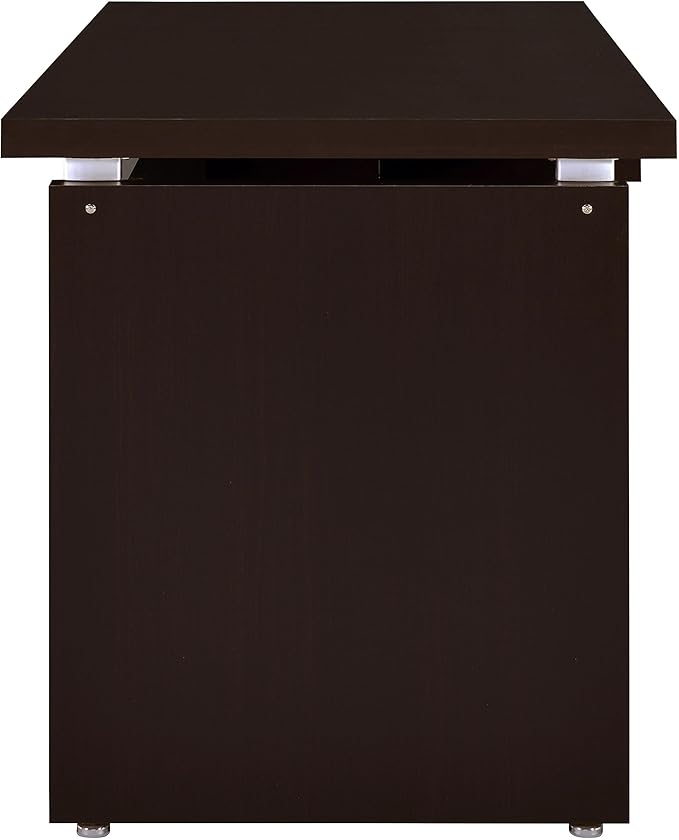 Stonecroft Furniture Contemporary Computer Desk 55 in Wide MDF/Melamine Paper Cappuccino Finish 1 Drawer Reversible L-Shape Option Floating Surface Design Office Desk for Home or Workspace Use