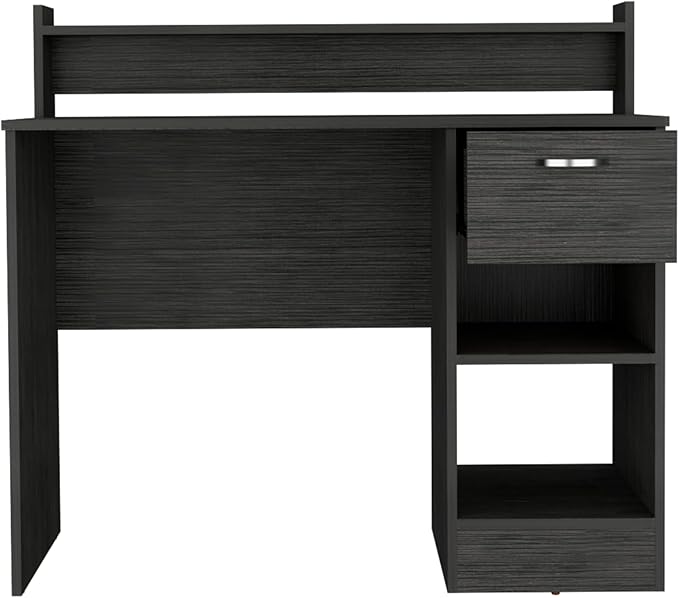 Home Office Desk Computer Desk with Top Open Shelf 1-Drawer and 2-Storage Shelves Smokey Oak