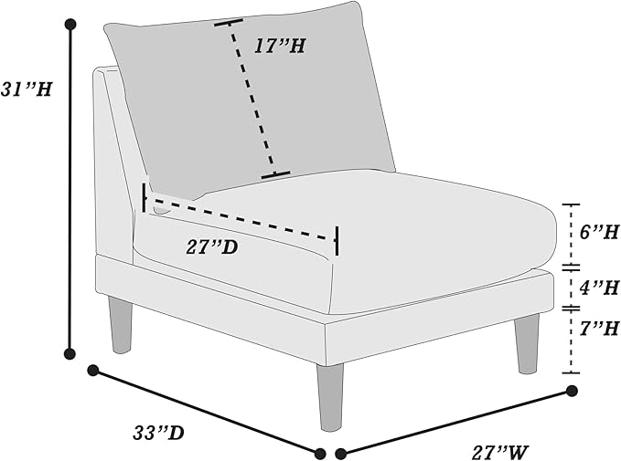 Beautiful Blush Pink Armless Chair Fabric 1pc Chair Pillow Soft Cushion Wood Legs Living Room Furniture
