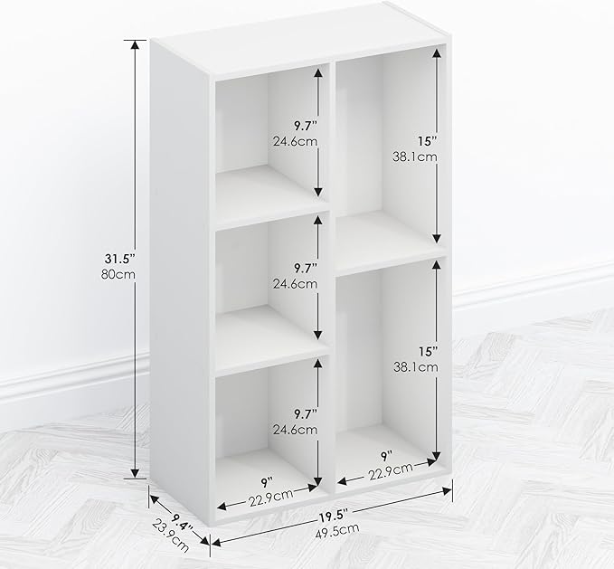Furinno TOMI TV Stand 5-Cube Entertainment Center with Open Shelf Reversible TV Console for Living Room Bedroom Home Office White