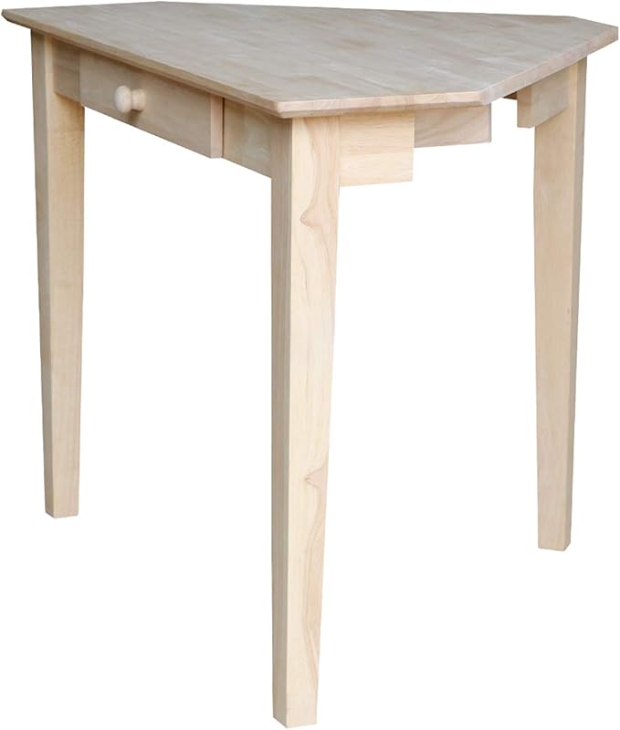 IC International Concepts Corner Computer Desk Solid Real Wood Sturdy Parawood DIY Paint/Stain Ready Unfinished